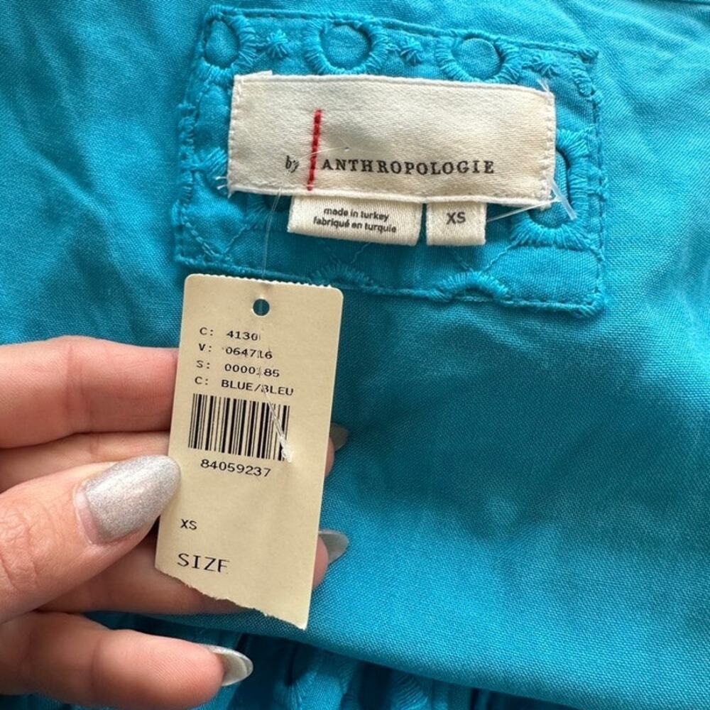 Anthropologie Blue Somerset Eyelet Edition V-Neck Tiered Maxi Dress Size XS NWT - Picture 6 of 9